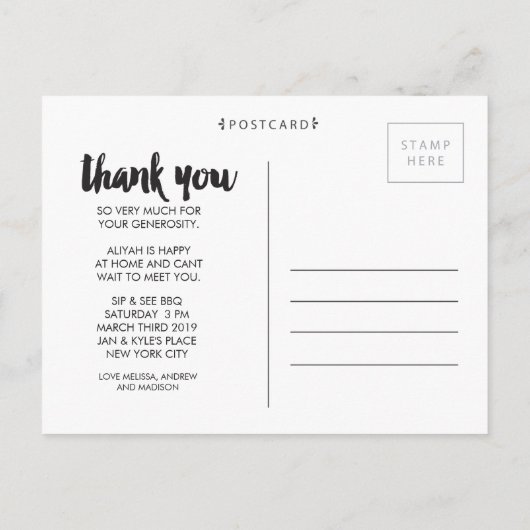 Baby Boy Dank u 3 Foto Lijst Briefkaart (Achterkant)