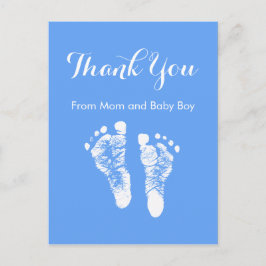 Baby Boy Dank u Schattigee Blauwe Pasgeboren Voeta Aankondigingskaart