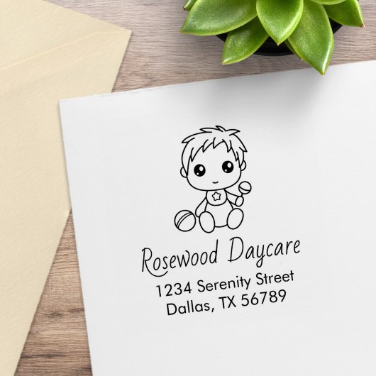 Baby Boy Daycare Chilcare Address Rubberstempel