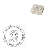 Baby Boy Daycare Chilcare Round Address Rubberstempel (Gestempeld)