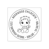 Baby Boy Daycare Chilcare Round Address Rubberstempel (Afrduk)