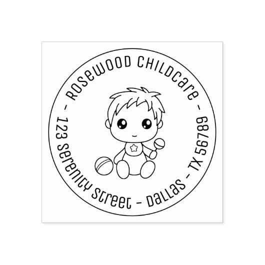 Baby Boy Daycare Chilcare Round Address Rubberstempel (Afrduk)