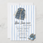  Baby Boy Denim Blue Jean Baby Shower Invitation Kaart (Voorkant)