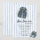  Baby Boy Denim Blue Jean Baby Shower Invitation Kaart (Voorkant / Achterkant)