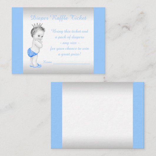 Baby Boy Diaper Raffle Ticket Informatiekaartje (Voorkant / Achterkant)