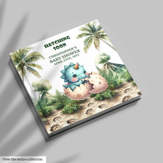 Baby Boy Dinosaur Hatching Soon Gast Keepsake Gastenboek