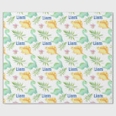 Baby Boy Dinosaur Name - Nursery Cute Shower Gift Cadeaupapier (Vlak)