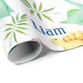 Baby Boy Dinosaur Name - Nursery Cute Shower Gift Cadeaupapier (Rol Hoek)