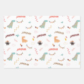 Baby Boy Dinosaur Persoonlijke Naam & Leeftijd ver Inpakpapier Vel (Voorkant 3)