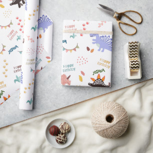 Baby Boy Dinosaur verjaardag Cadeaupapier