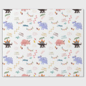Baby Boy Dinosaur verjaardag Cadeaupapier (Vlak)