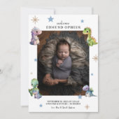 Baby Boy Dinosaurus Geboorte Foto Aankondiging (Voorkant)