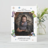 Baby Boy Dinosaurus Geboorte Foto Aankondiging (Staand voorkant)