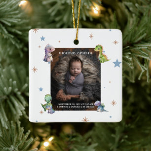 Baby Boy Dinosaurus Geboorte Foto Keramisch Ornament