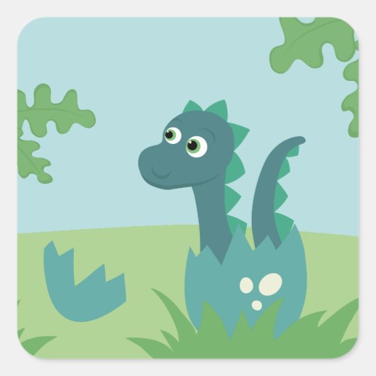 Baby boy dinosaurus in ei sticker. vierkante sticker (Voorkant)