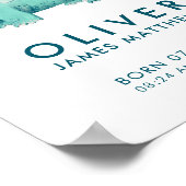 Baby Boy Dinosaurus Stegosaurus Geboorte Stats Pos Poster (Hoek)