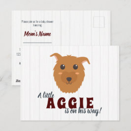 Baby Boy Dog Maroon Baby shower Invitation Briefkaart