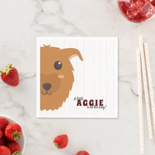 Baby Boy Dog Maroon Baby shower Servet (Insitu)