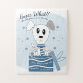 Baby Boy Dog Zwangerschap Aankondiging (Blauw) Legpuzzel (Verticaal)