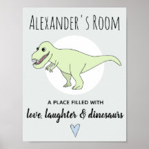 Baby Boy Doodle Dinosaur T-Rex met de naam Nursery