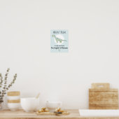 Baby Boy Doodle Groene Dinosaur en Naam Babykamer Poster (Keuken)