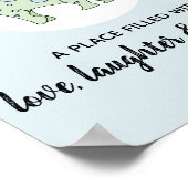 Baby Boy Doodle Groene Dinosaurussen en Naam Kraam Poster (Hoek)