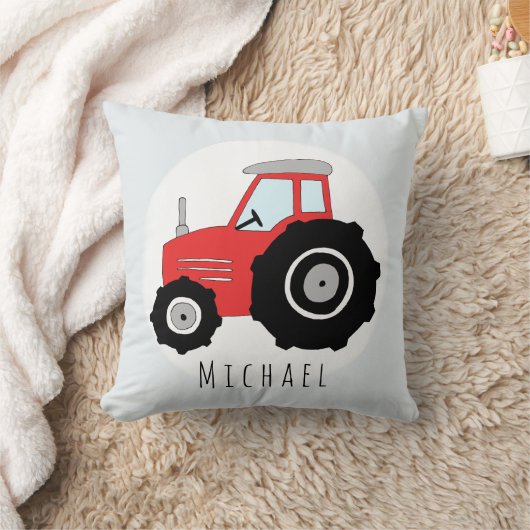 Baby Boy Doodle Red Tractor met de naam Nursery Kussen (Deken)