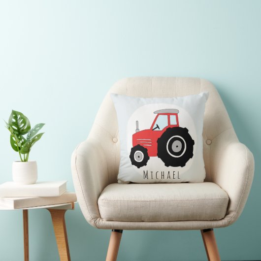 Baby Boy Doodle Red Tractor met de naam Nursery Kussen (Stoel)