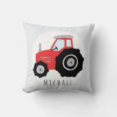 Baby Boy Doodle Red Tractor met de naam Nursery Kussen (Voorkant)