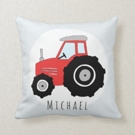 Baby Boy Doodle Red Tractor met de naam Nursery Kussen