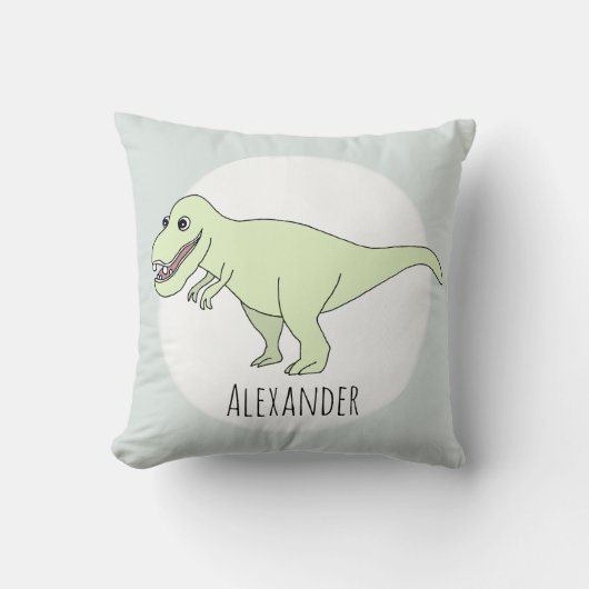 Baby Boy Doodle T-Rex Dinosaur met de naam Nursery Kussen (Voorkant)