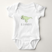 Baby Boy Doodle T-Rex Dinosaur met naam Romper (Voorkant)