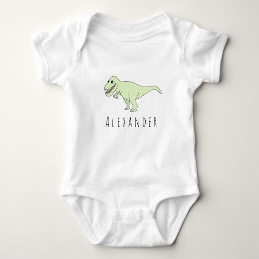Baby Boy Doodle T-Rex Dinosaur met naam Romper (Voorkant)