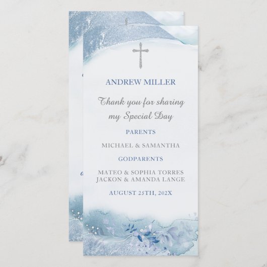 Baby boy doop Blauwe bladwijzer (Voorkant / Achterkant)