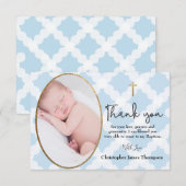 Baby Boy Doop Doop Blauw Wit Dank U Bedankkaart (Voorkant / Achterkant)