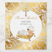 Baby Boy doop doop goud zilver Wijn Etiket (Enkel label)