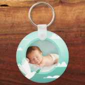 Baby Boy Doop Duif Wolken Fotolijst Sleutelhanger (Voorkant)