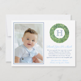 Baby Boy Doop Verjaardag Smart Monogram Bedankkaart