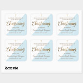 Baby Boy doopsel Modern goud blauw en wit Vierkante Sticker (Vel)