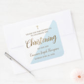 Baby Boy doopsel Modern goud blauw en wit Vierkante Sticker (Envelop)