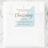 Baby Boy doopsel Modern goud blauw en wit Vierkante Sticker (Tas)