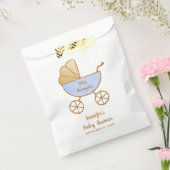 Baby Boy Douche Blauw Retro Carriage Bedankzakje (Gezegeld)