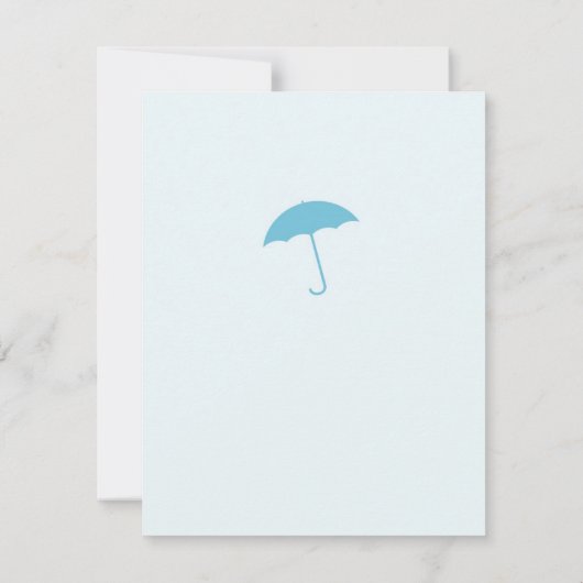 Baby Boy Douche Blauwe Paraplu Uitnodiging (Achterkant)