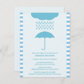 Baby Boy Douche Blauwe Paraplu Uitnodiging (Voorkant / Achterkant)
