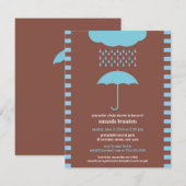 Baby Boy Douche Blauwe Paraplu Uitnodiging (Voorkant / Achterkant)