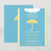 Baby Boy Douche Blauwe Paraplu Uitnodiging (Voorkant / Achterkant)