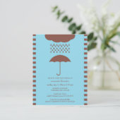 Baby Boy Douche Blauwe Paraplu Uitnodiging (Staand voorkant)