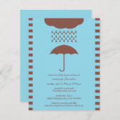 Baby Boy Douche Blauwe Paraplu Uitnodiging (Voorkant / Achterkant)