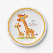 Baby Boy Douche Giraffe Papier partij Bord (Voorkant)