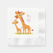 Baby Boy Douche Griaffe Papier Servet (Voorkant)